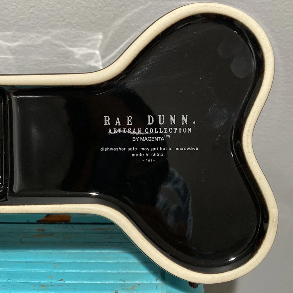 NEW Rae Dunn Artisan Collection By Magenta Brew Gruel Green Black Dog Bowl